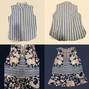 Bundle Deal GAP + CAbi Sleeveless Tops XS Stripe Paisley Ruffle Blouses